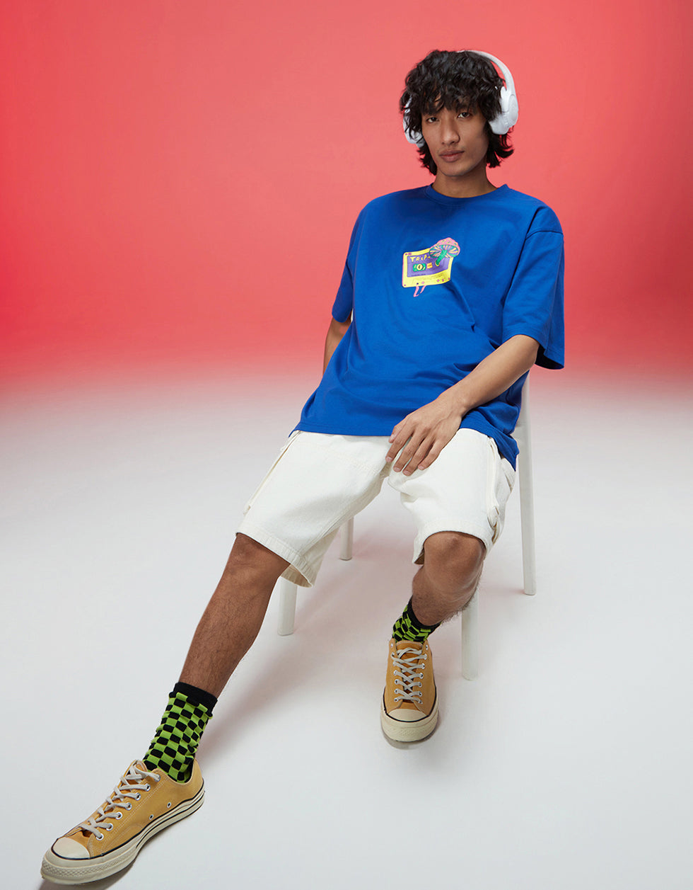 Tripin Royal Blue Oversized Puff Printed Exclusive T-shirt