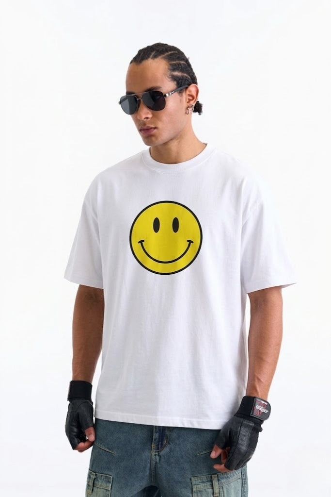 Smiley Originals White 100% Supima Cotton Oversized T-shirt