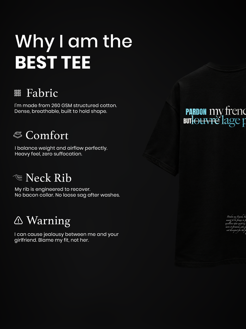 The Pardon Unisex Black Oversized Tshirt