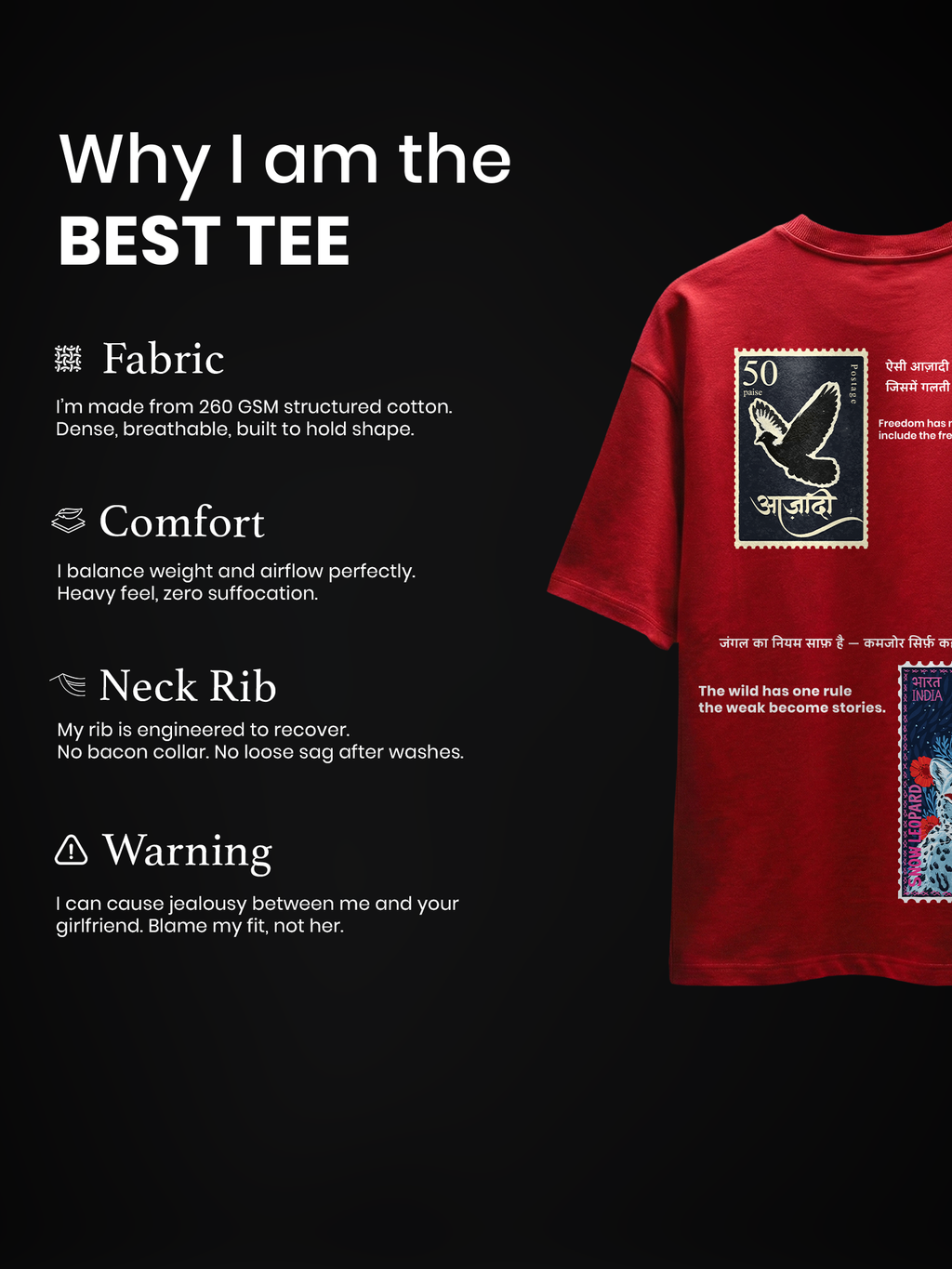 The Stamp Unisex Red Oversized T-Shirt