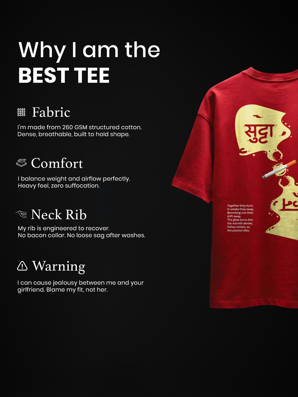 The Smoke Up Unisex Red Oversized T-Shirt