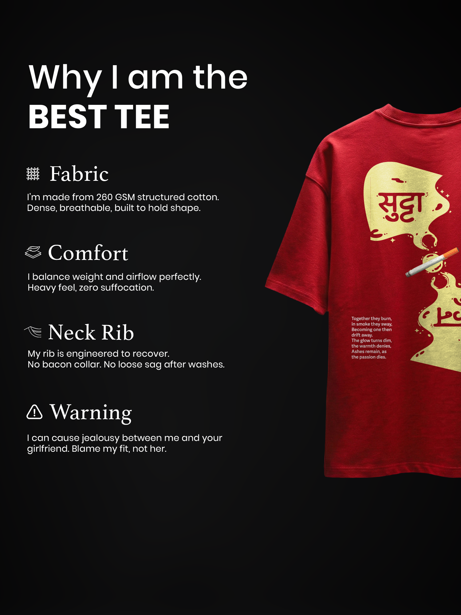 The Smoke Up Unisex Red Oversized T-Shirt