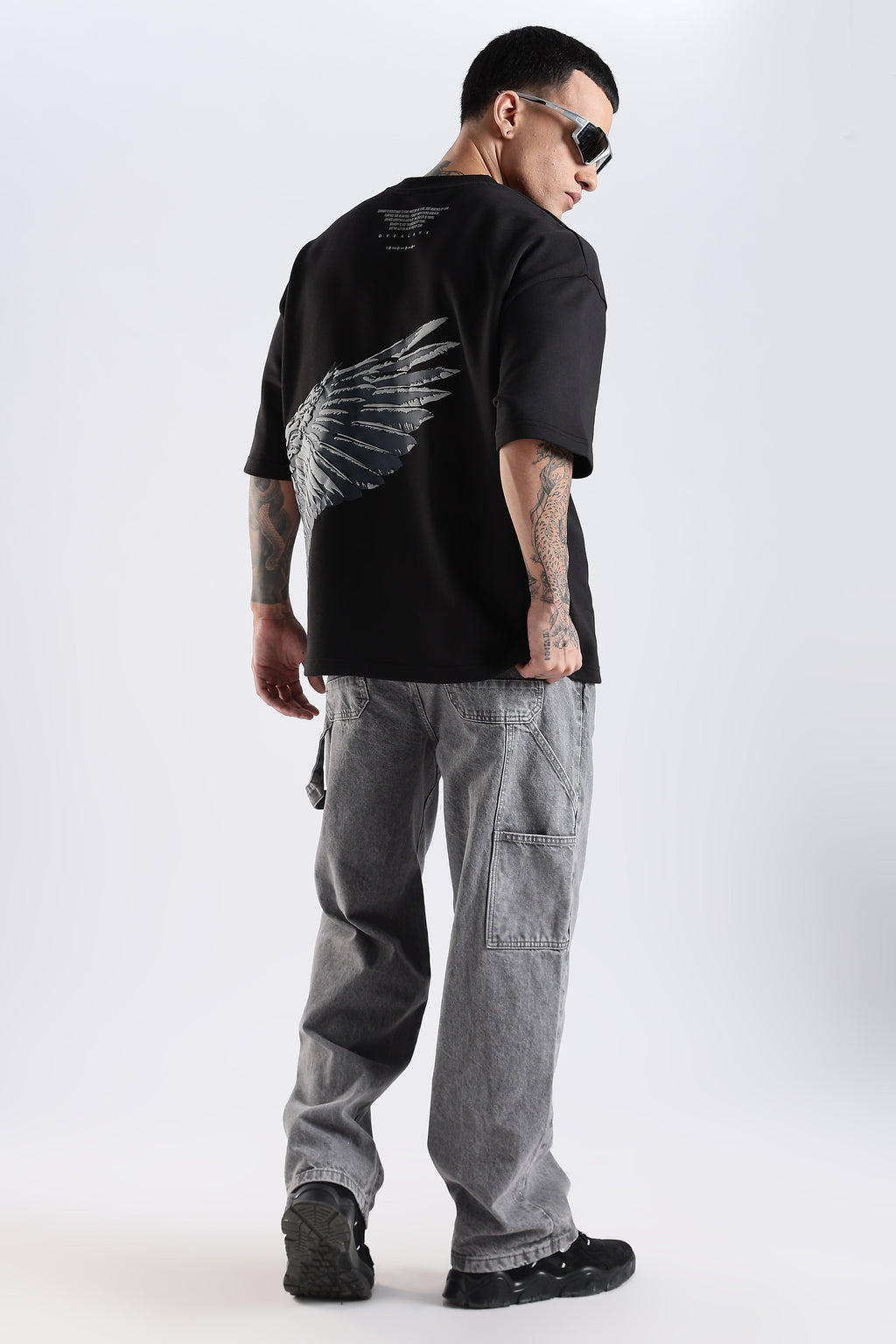 Shield Wings Black Oversized Fit T-Shirt