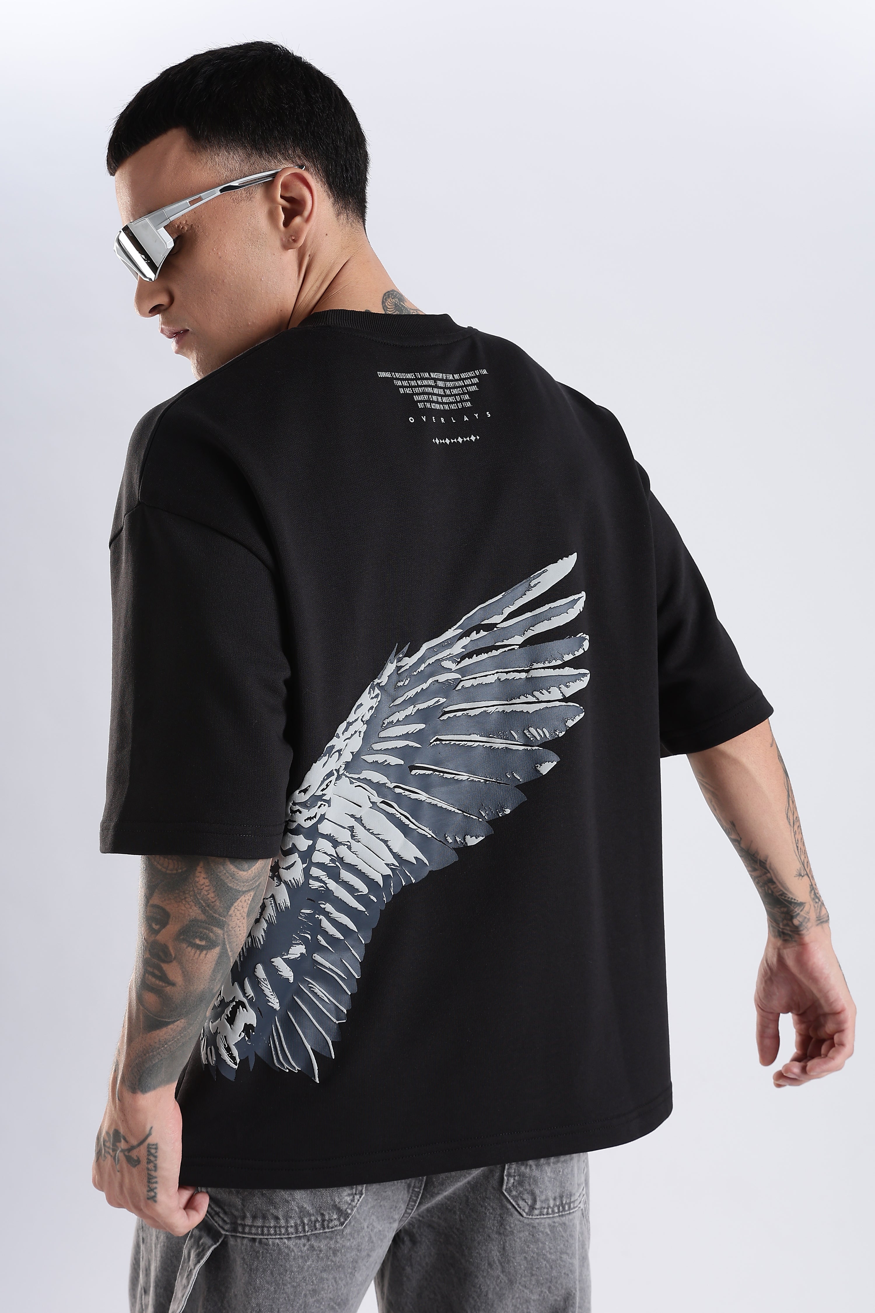 Shield Wings Black Oversized Fit T-Shirt