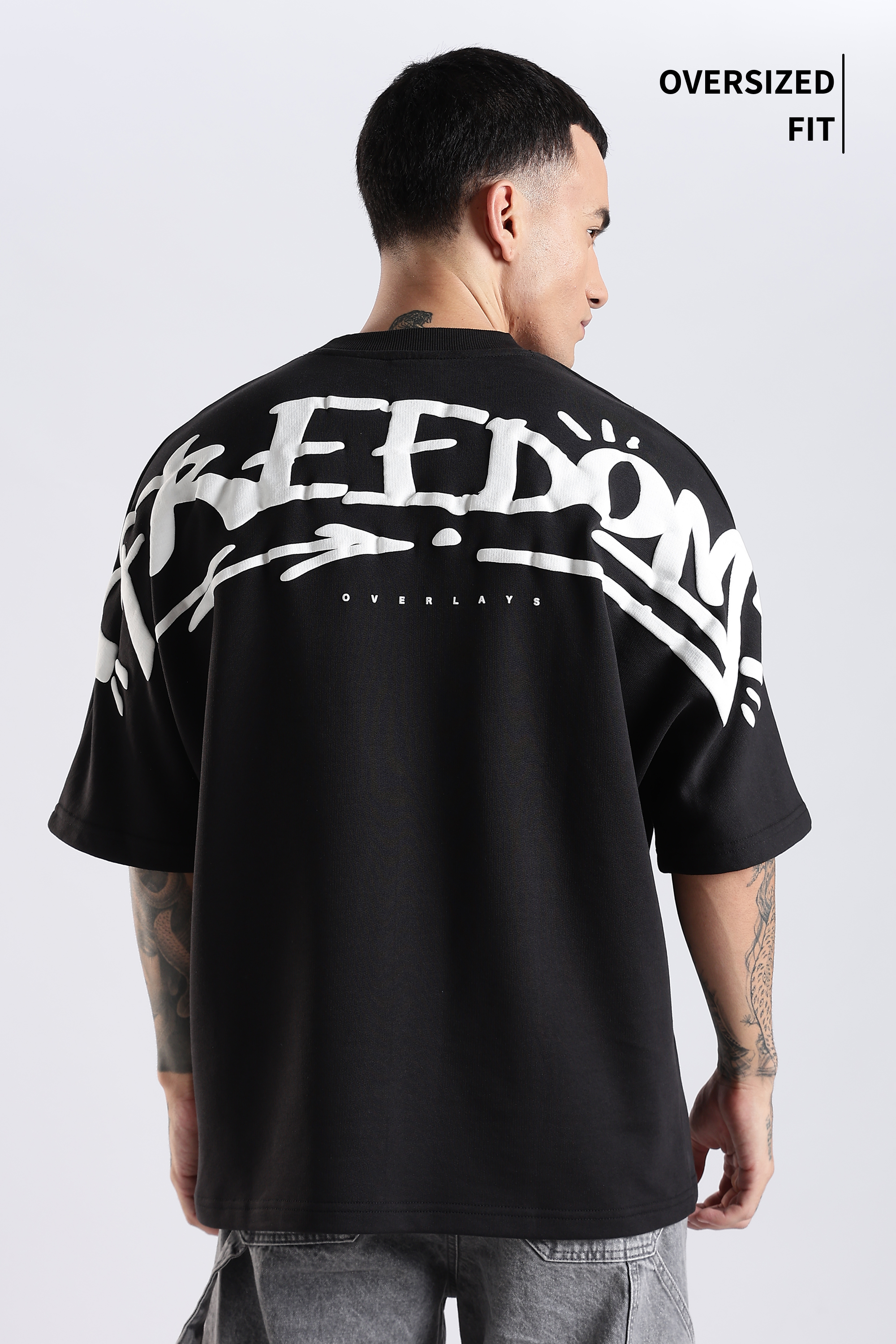 Freedom Graffiti Black Oversized Fit T-Shirt