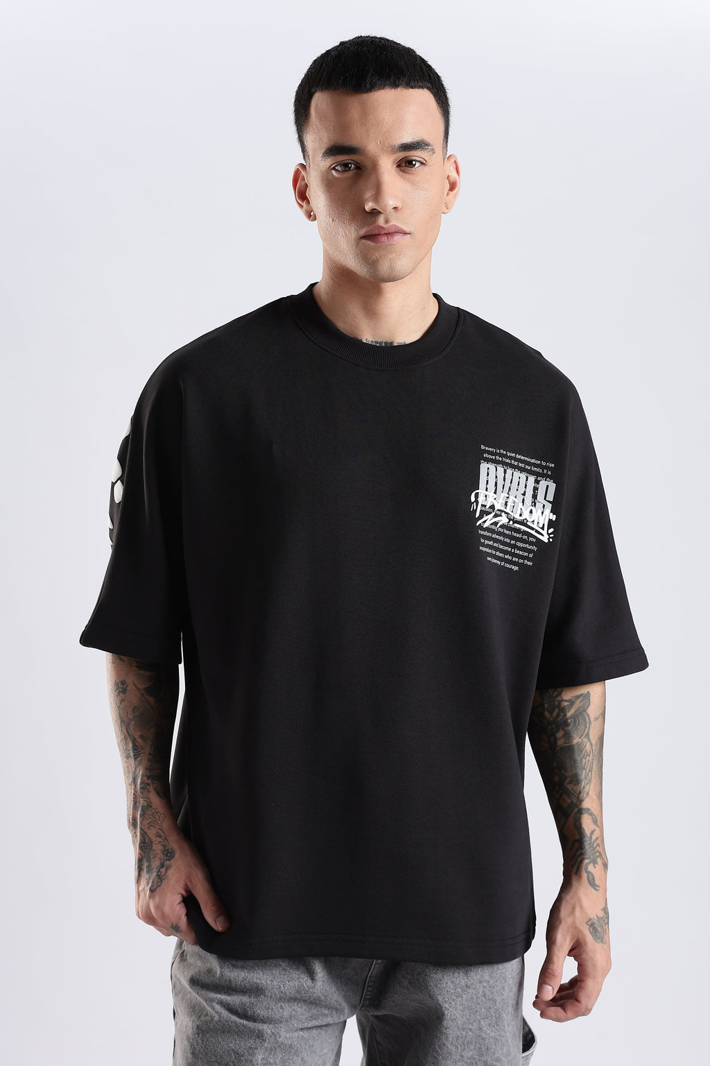 Freedom Graffiti Black Oversized Fit T-Shirt