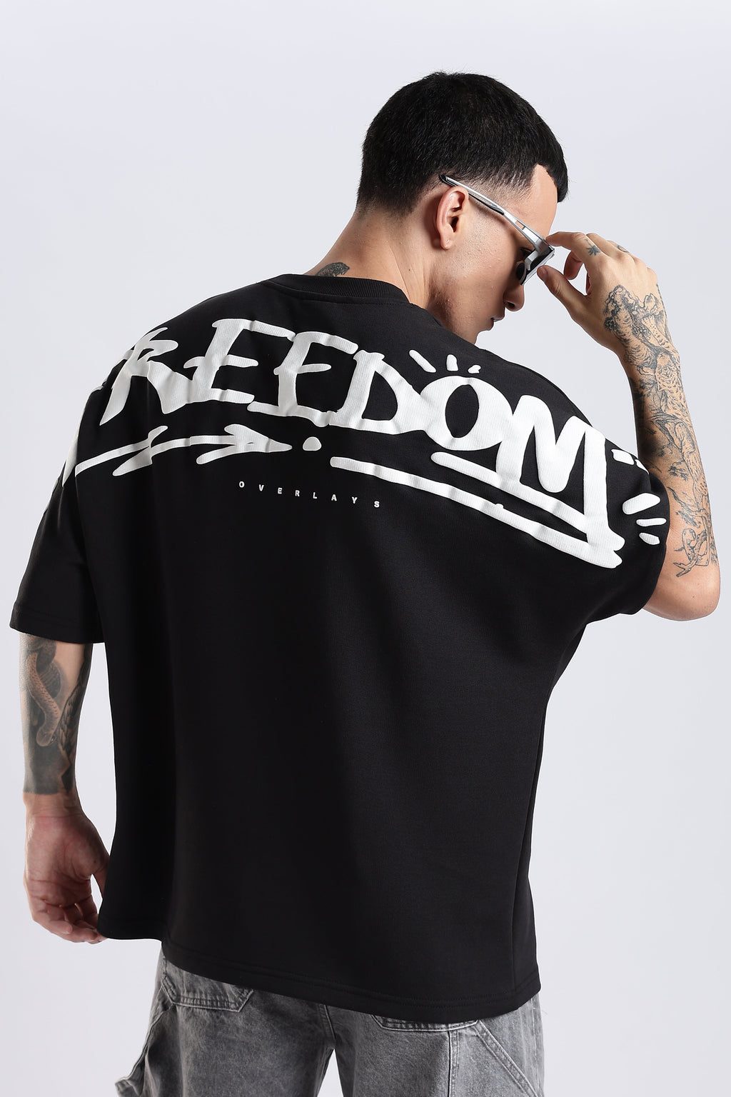 Freedom Graffiti Black Oversized Fit T-Shirt