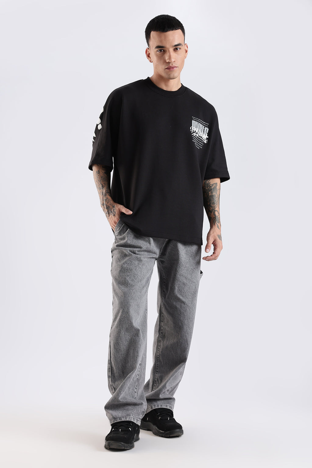 Freedom Graffiti Black Oversized Fit T-Shirt