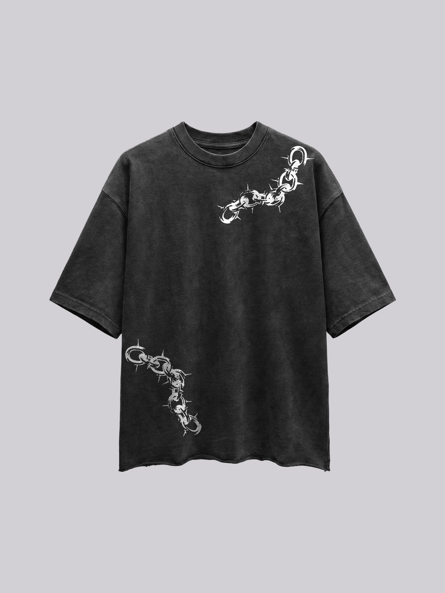 Barbed Black Acid Wash Unisex Cropped Boxy-Fit Tshirt