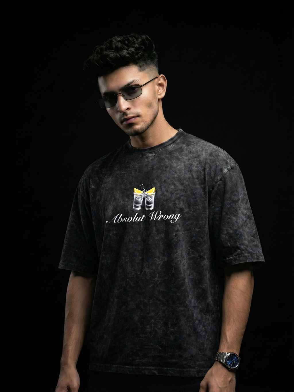 The Absolut Baddie Unisex Black Acid Wash Tshirt