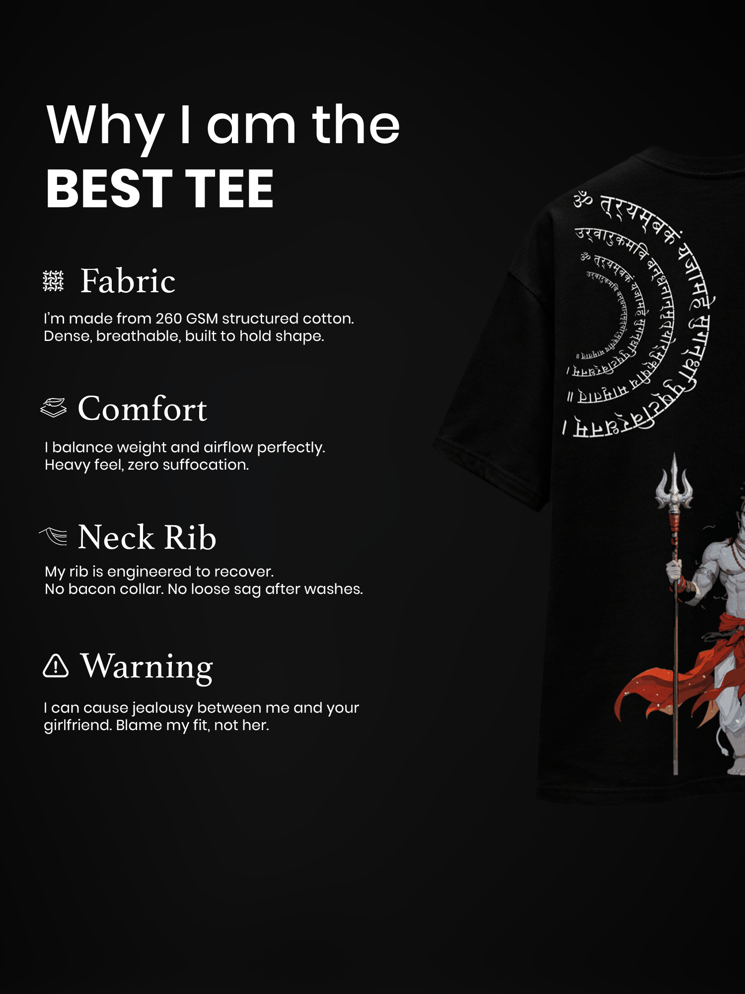 The Rudra Unisex Black Oversized T-Shirt