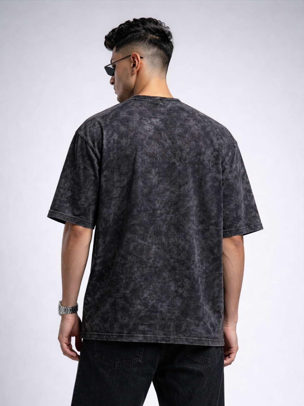 Broken Pour Unisex Black Acid Wash Tshirt