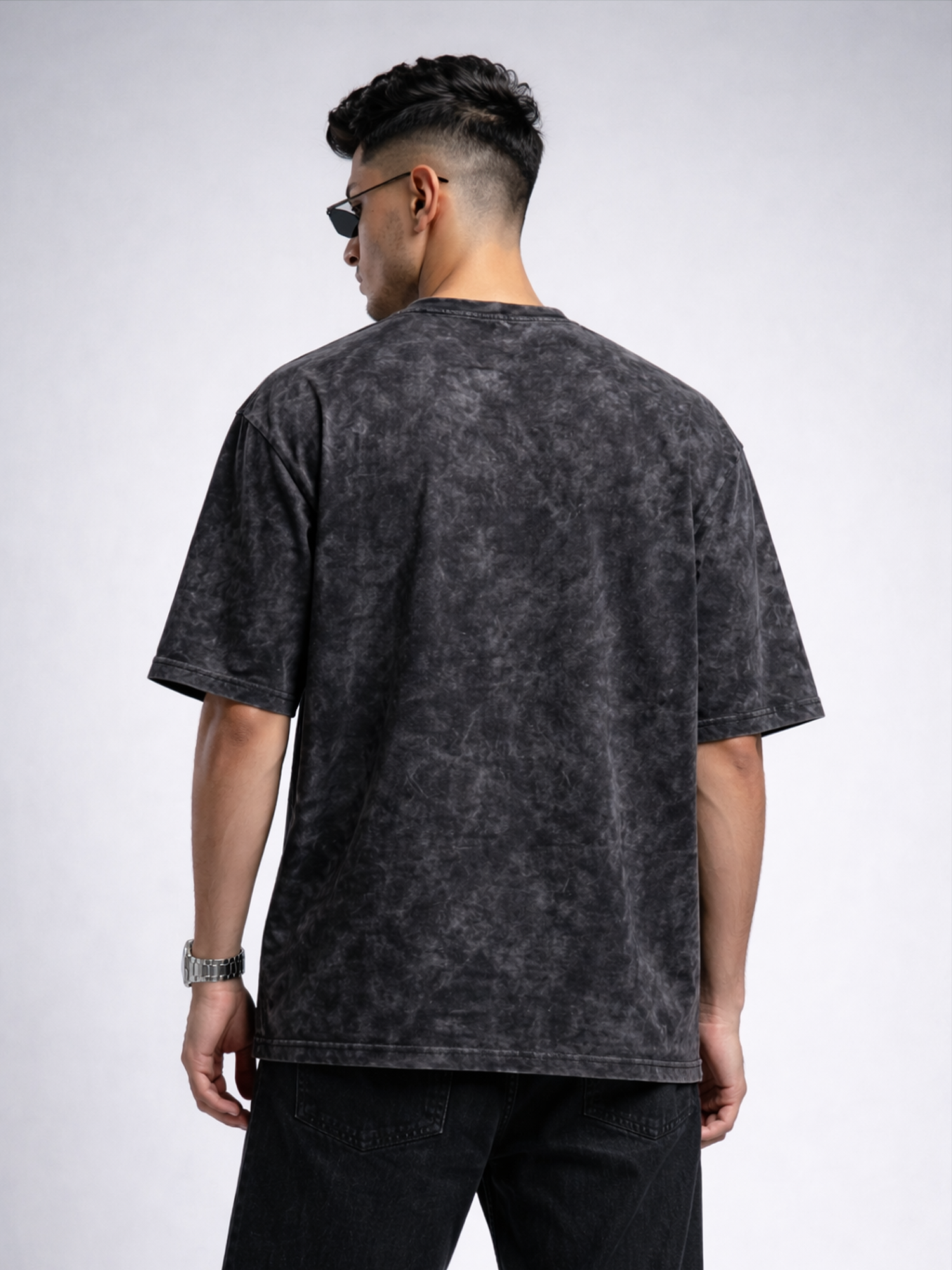 Broken Pour Unisex Black Acid Wash Tshirt