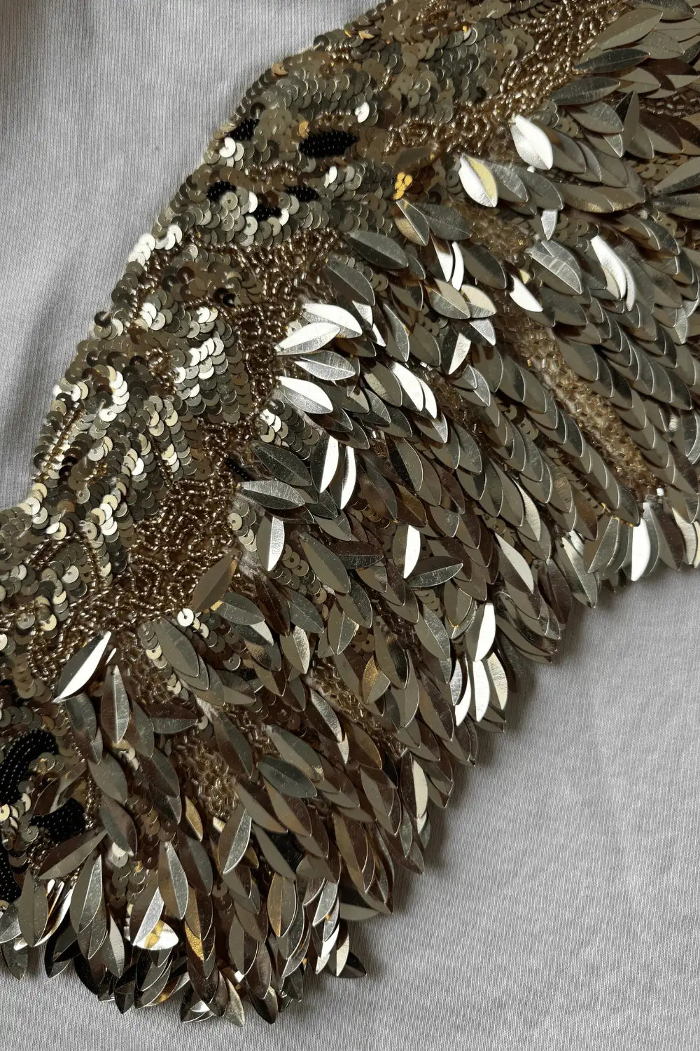 Gold Shield Wings Embroidered Beige Oversized Fit T-Shirt
