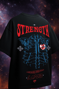 Strenght Black Oversized Puff Printed Exclusive T-shirt