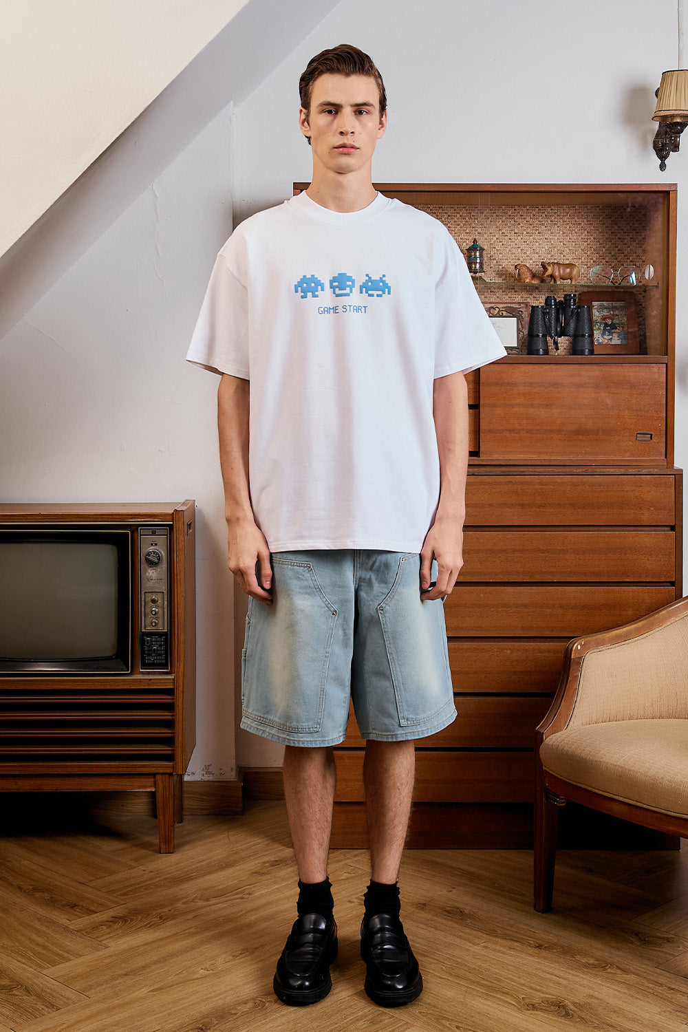 Arcade Feelings White Oversized T-shirt