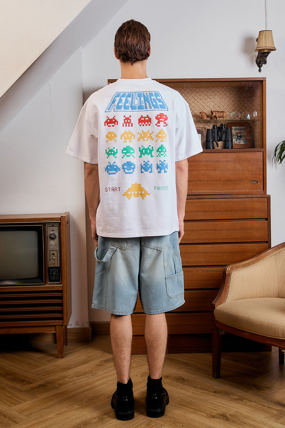 Arcade Feelings White Oversized T-shirt