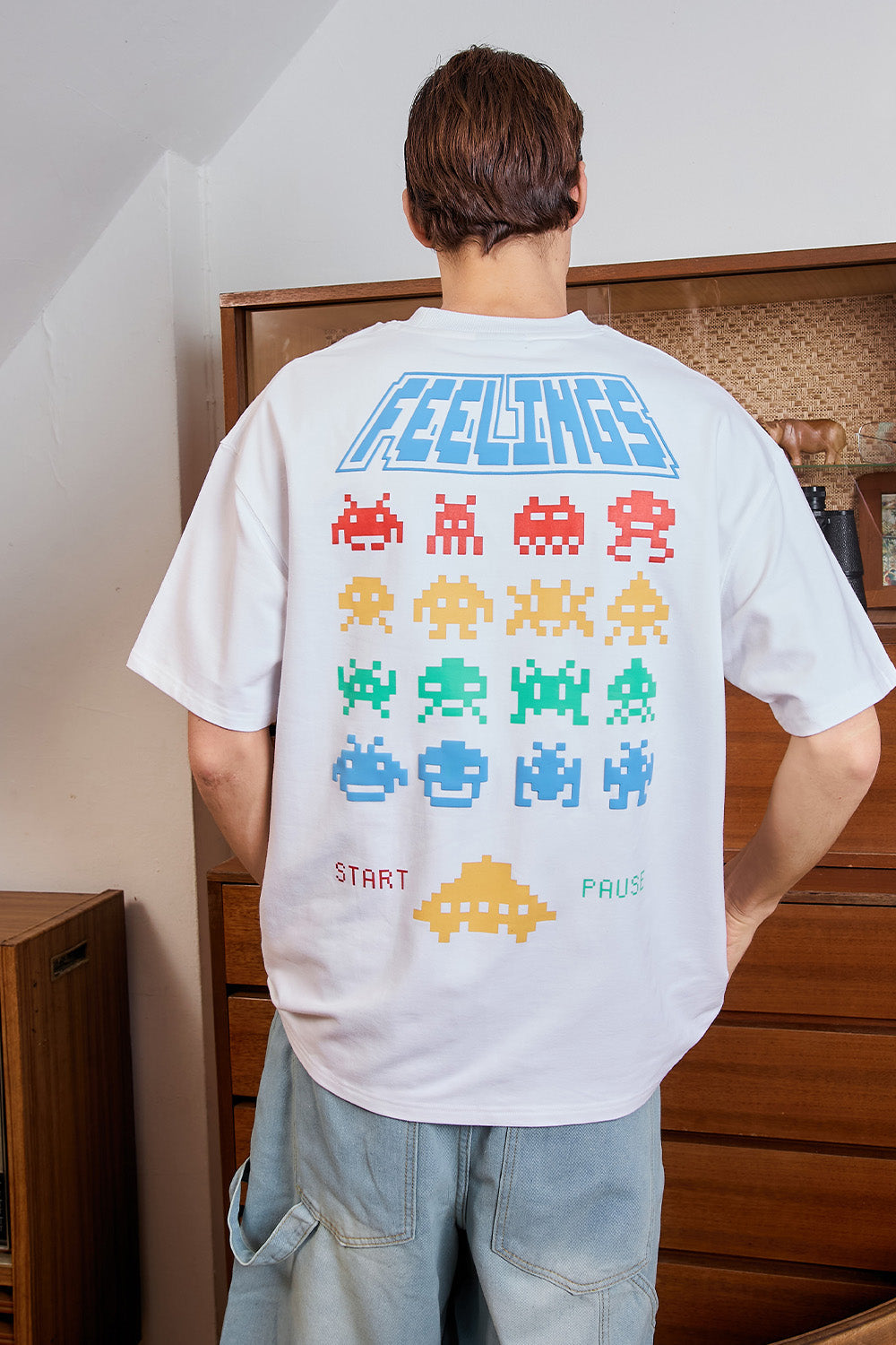 Arcade Feelings White Oversized T-shirt
