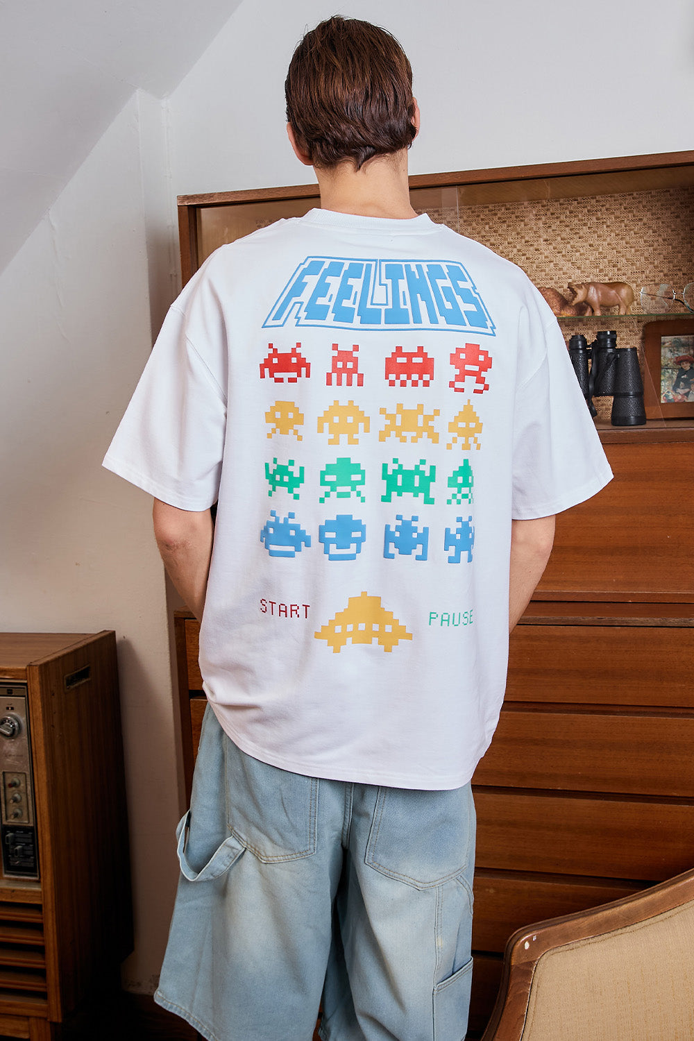 Arcade Feelings White Oversized T-shirt