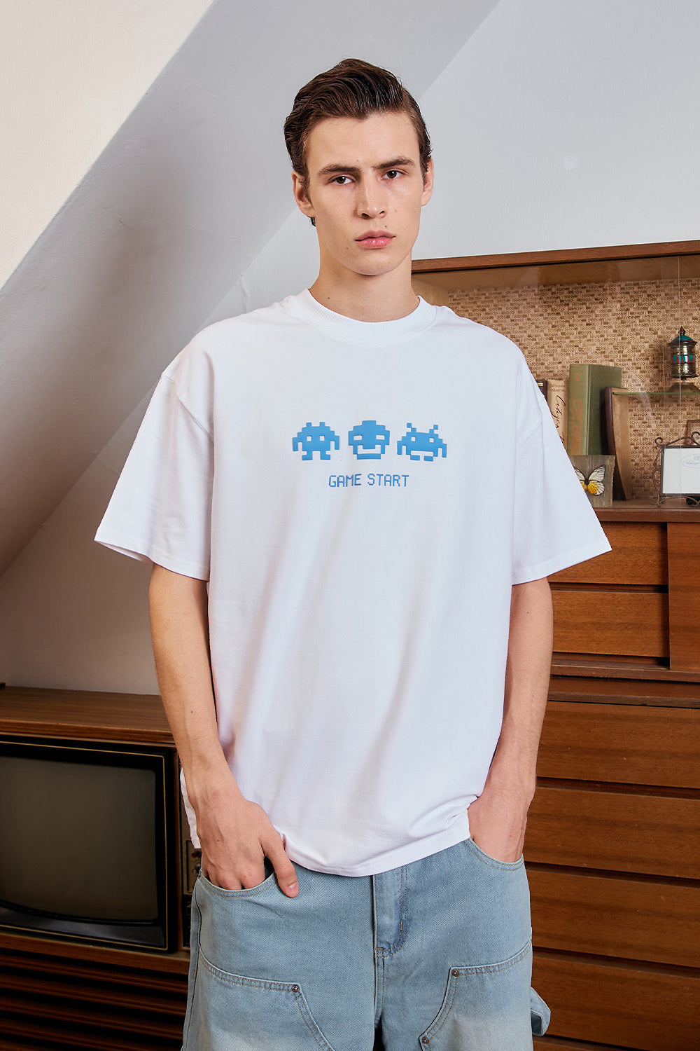 Arcade Feelings White Oversized T-shirt