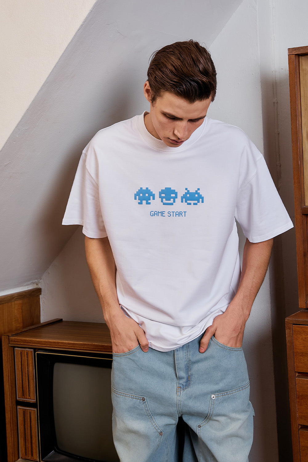 Arcade Feelings White Oversized T-shirt