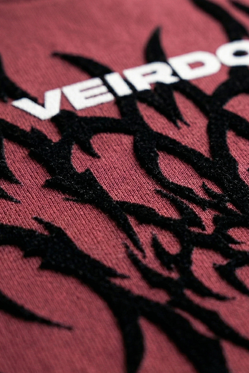 Veirdo Maroon Flock Printed Exclusive T-shirt Supreme Edition