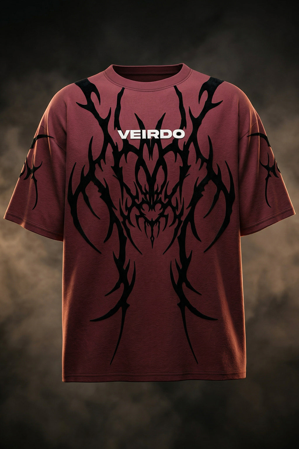Veirdo Maroon Flock Printed Exclusive T-shirt Supreme Edition