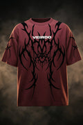 Veirdo Maroon Flock Printed Exclusive T-shirt Supreme Edition