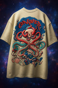 Conquer SwanWhite Oversized Puff Printed Exclusive T-shirt