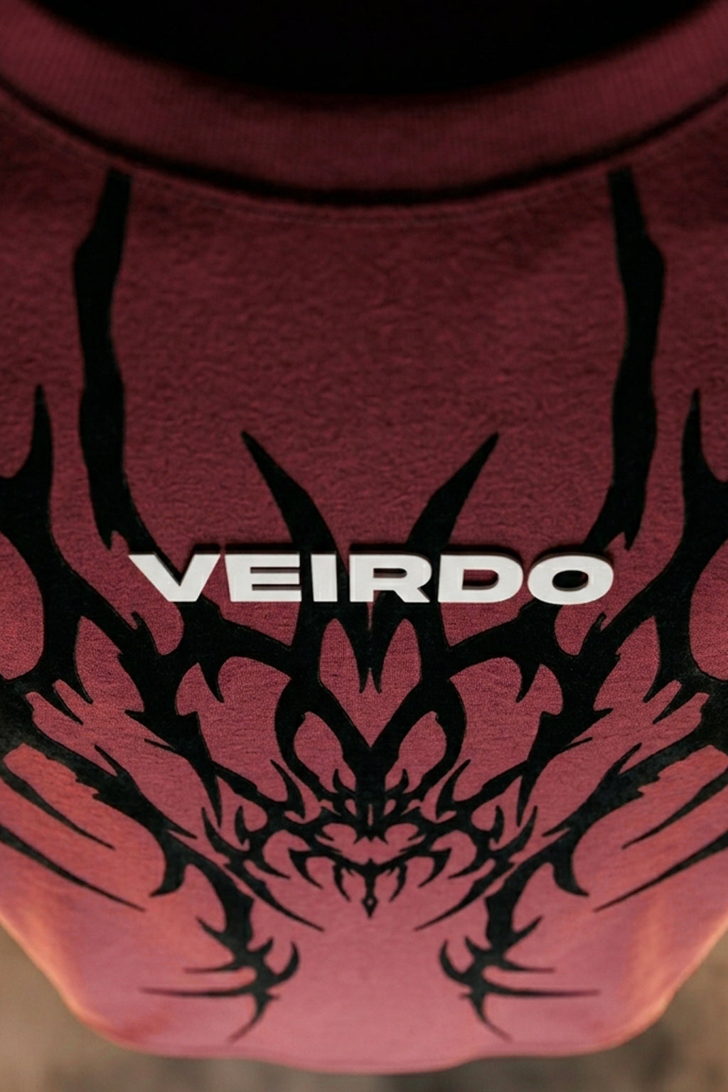 Veirdo Maroon Flock Printed Exclusive T-shirt Supreme Edition