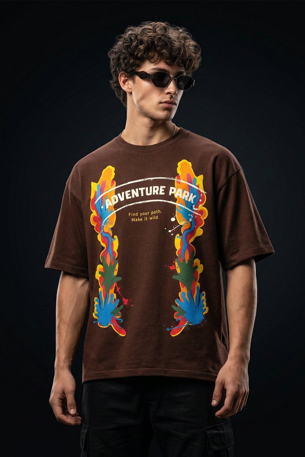 Adventure Park Brown Front Printed Exclusive T-shirt