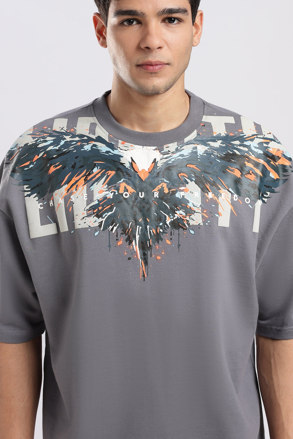 Grey Blazing Hawk Oversized T-shirt