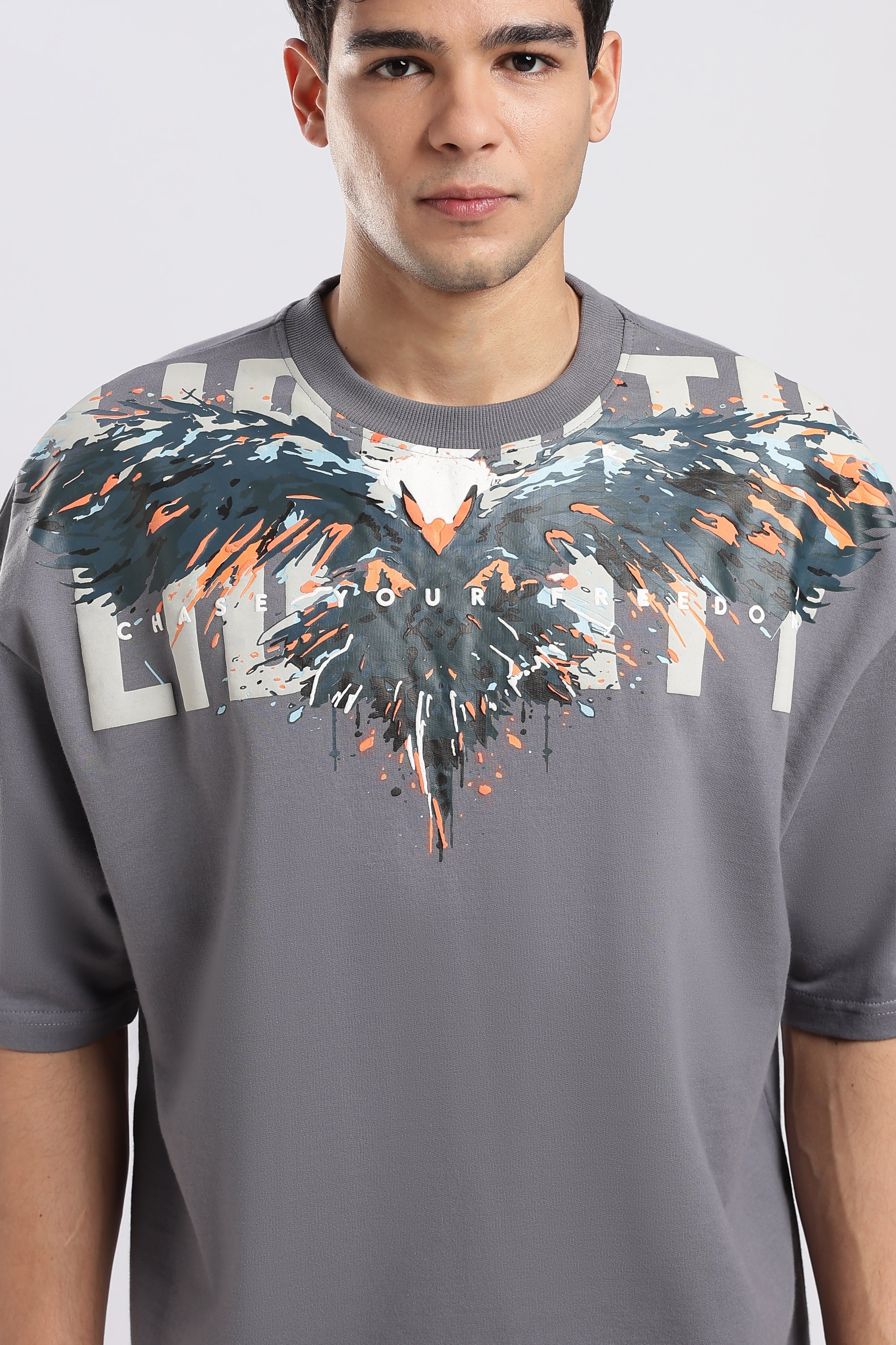Grey Blazing Hawk Oversized T-shirt