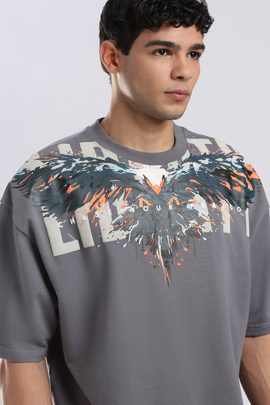 Grey Blazing Hawk Oversized T-shirt