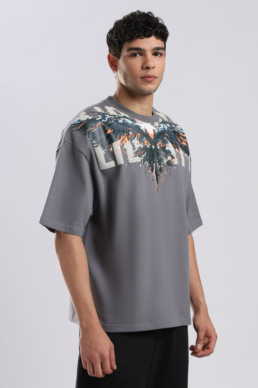 Grey Blazing Hawk Oversized T-shirt