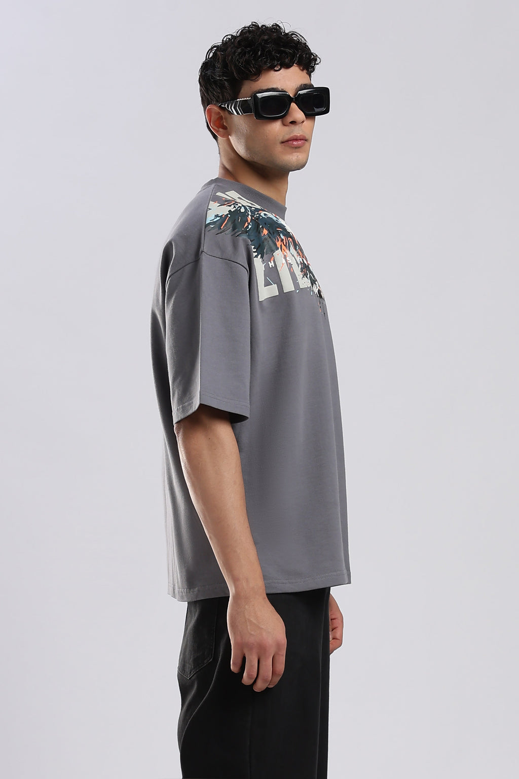 Grey Blazing Hawk Oversized T-shirt