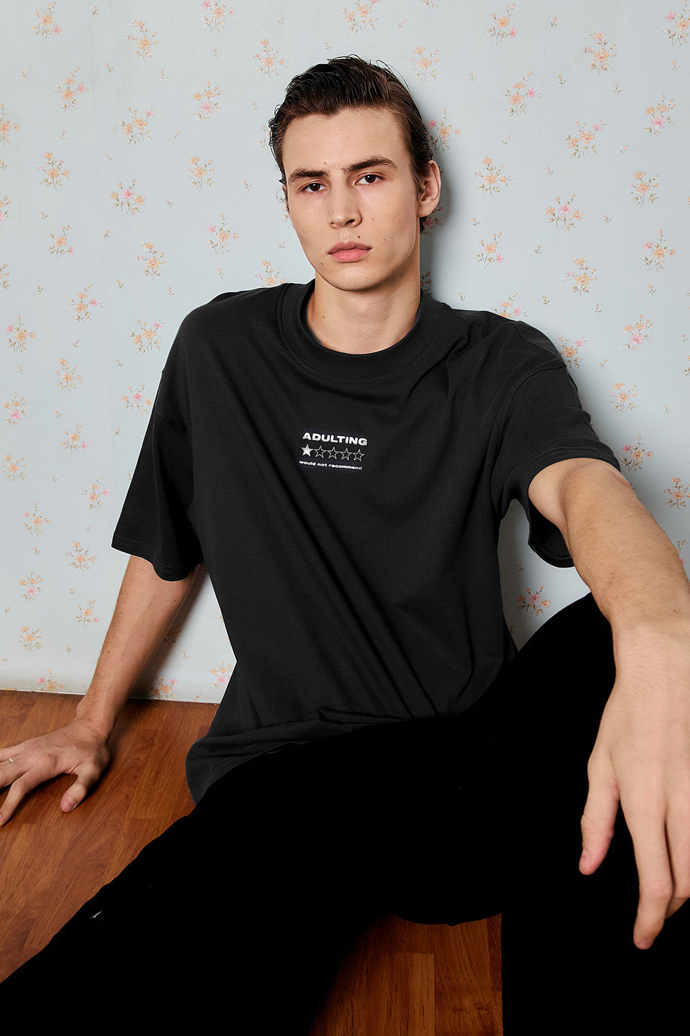 Adulthood Error Black Oversized T-shirt