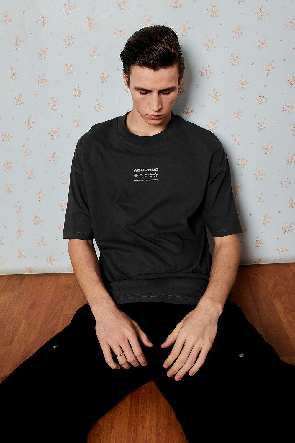 Adulthood Error Black Oversized T-shirt