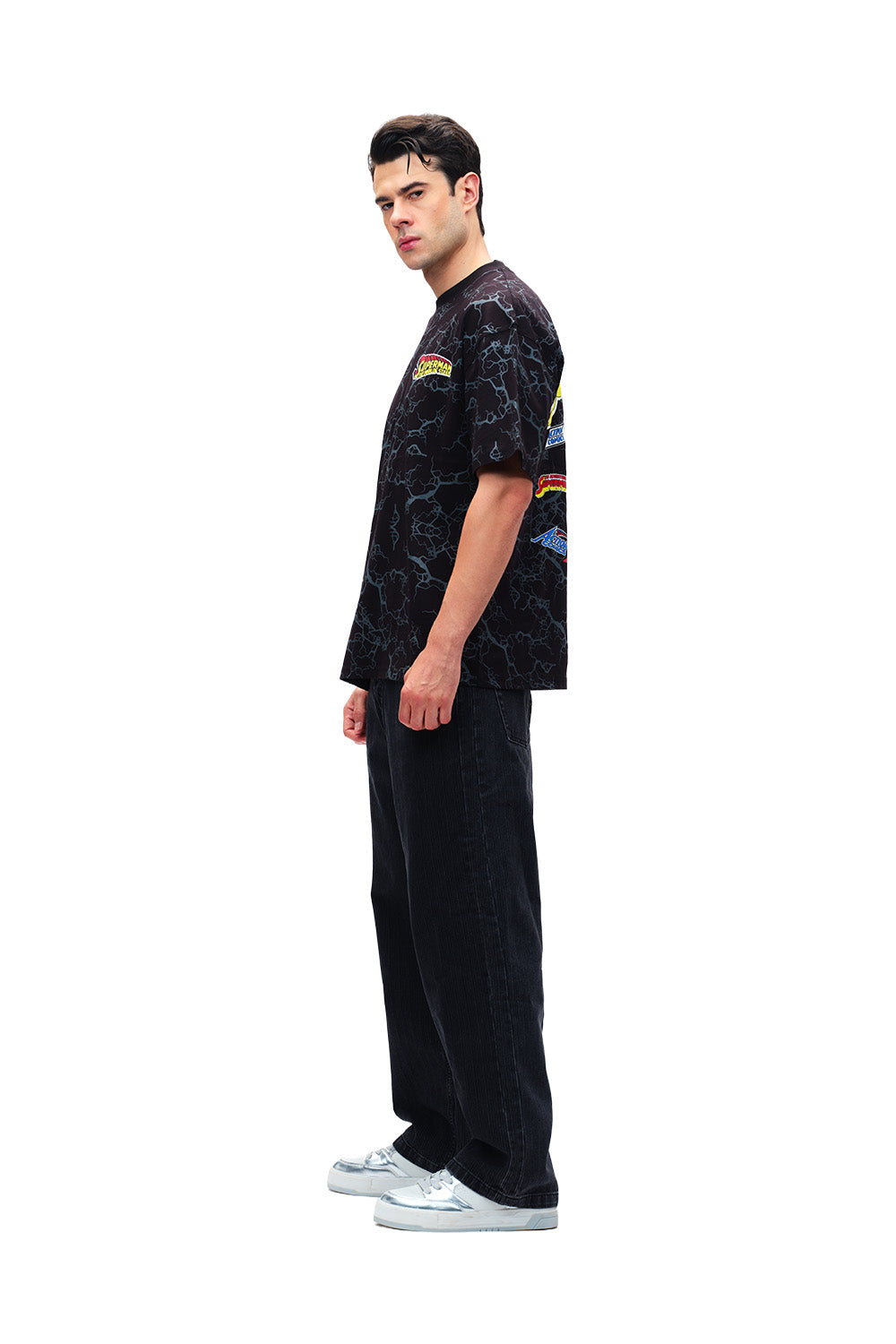 Action Out Of Comics Black Oversized T-shirt