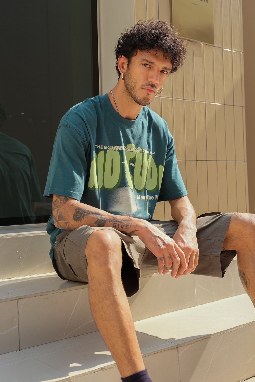 Bottle Green Kid Cudi Oversized T-shirt