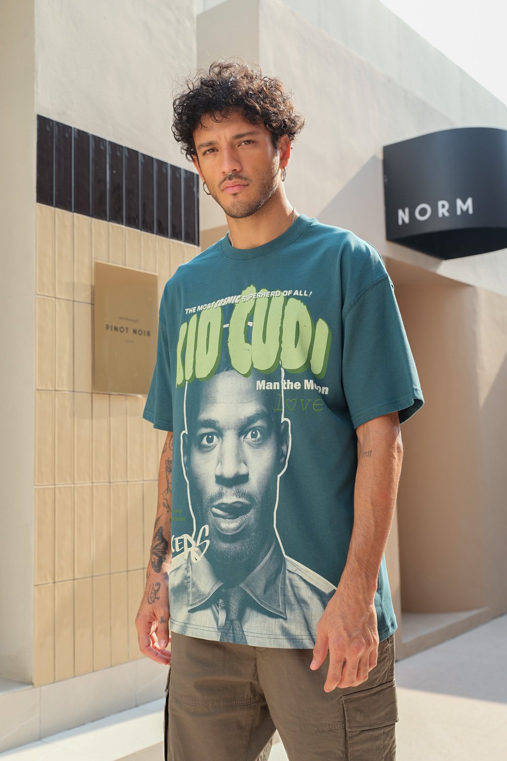 Bottle Green Kid Cudi Oversized T-shirt