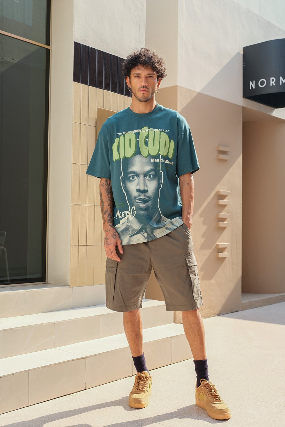 Bottle Green Kid Cudi Oversized T-shirt
