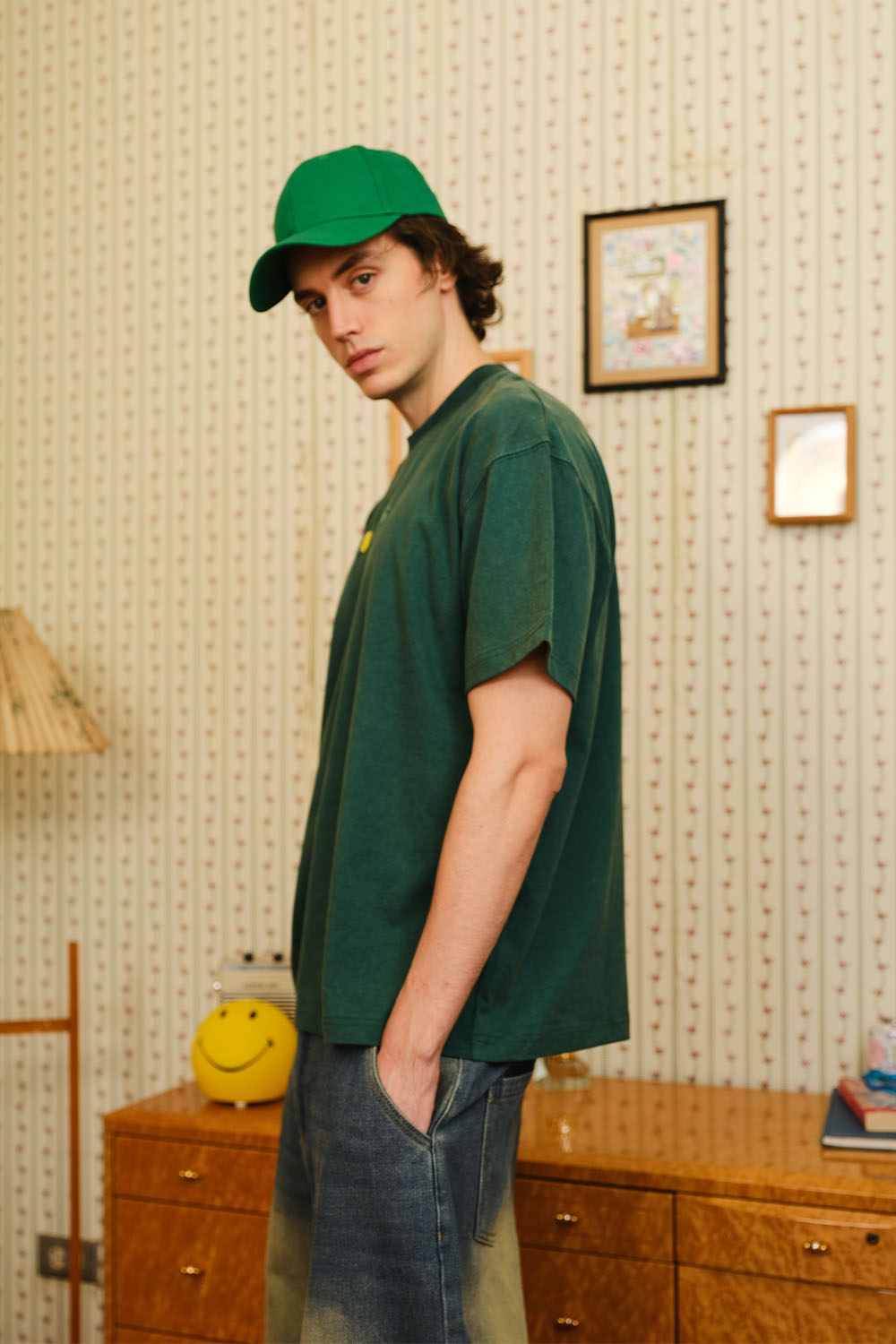 Bottle Green Smiley Originals x Bonkers Oversized T-shirt