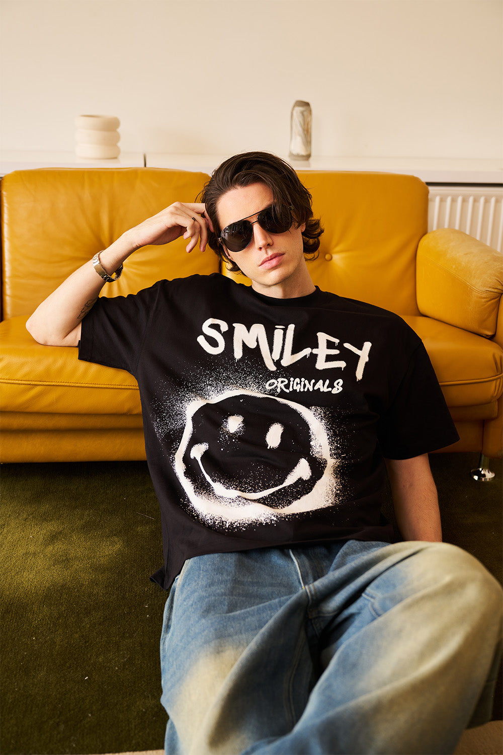Spray Paint Smiley Oversized T-shirt