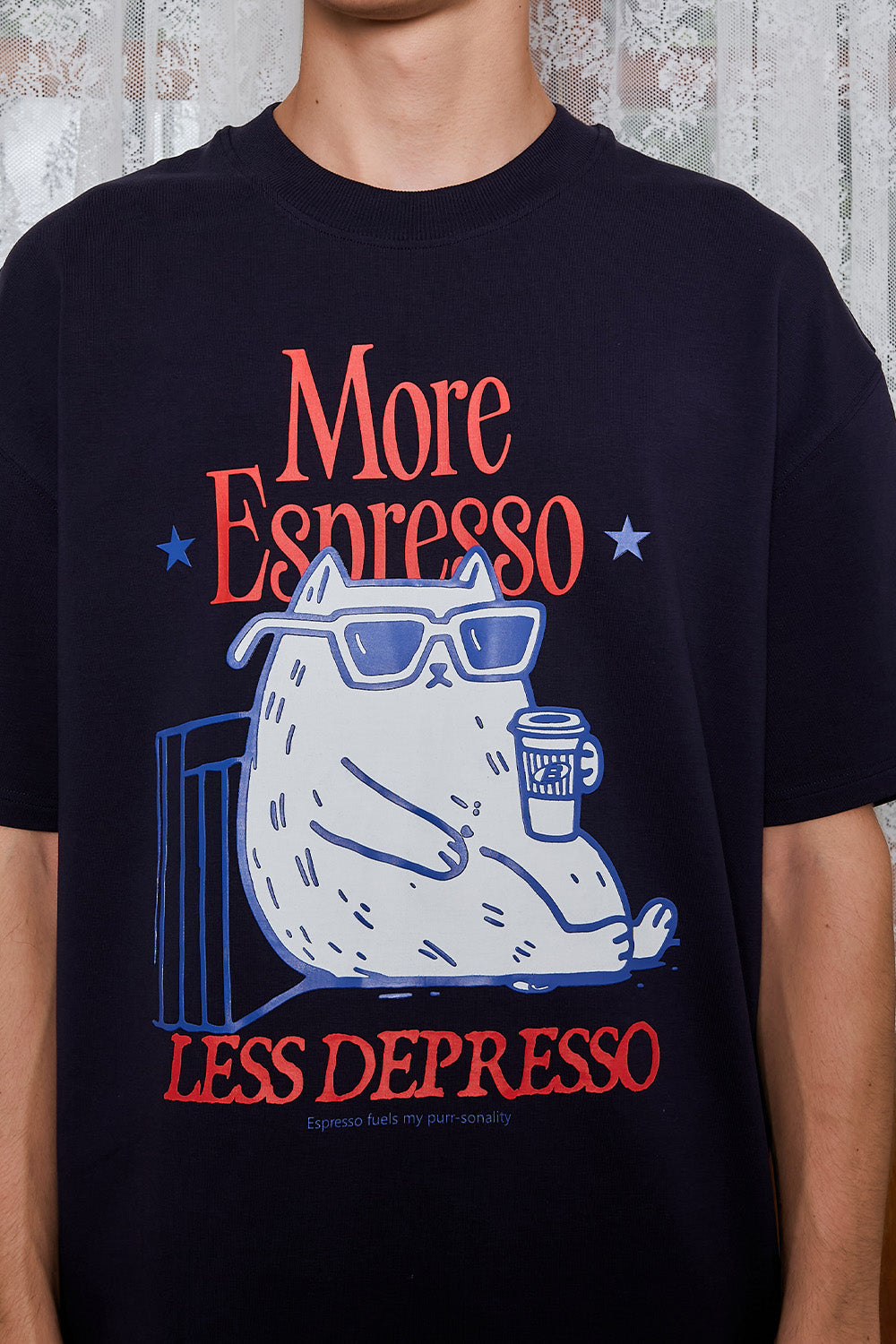 Espresso Depresso Navy Blue Oversized T-shirt