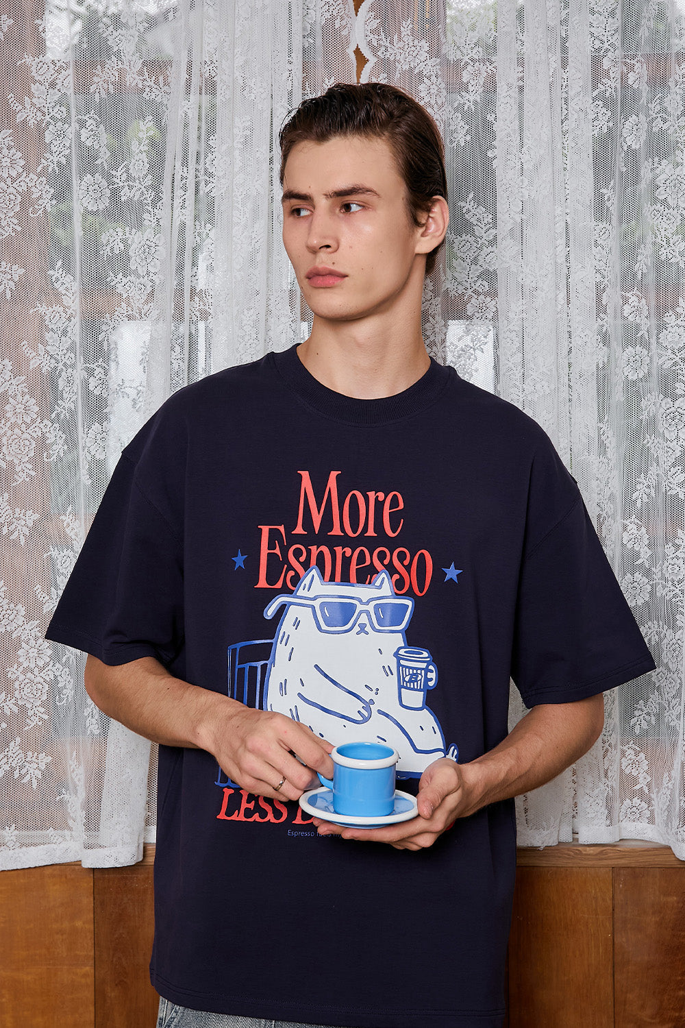 Espresso Depresso Navy Blue Oversized T-shirt