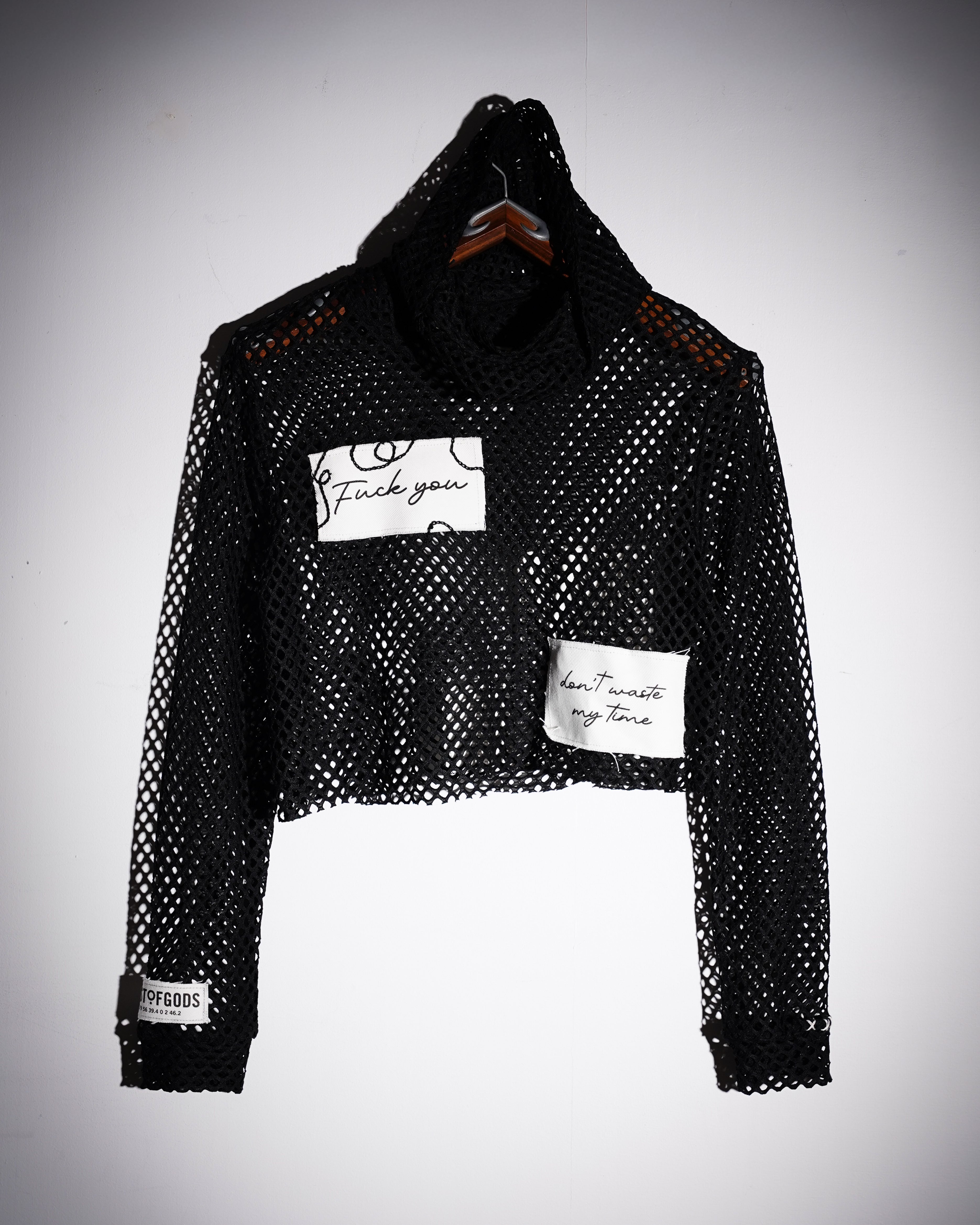 Fuck You Cropped Mesh Top