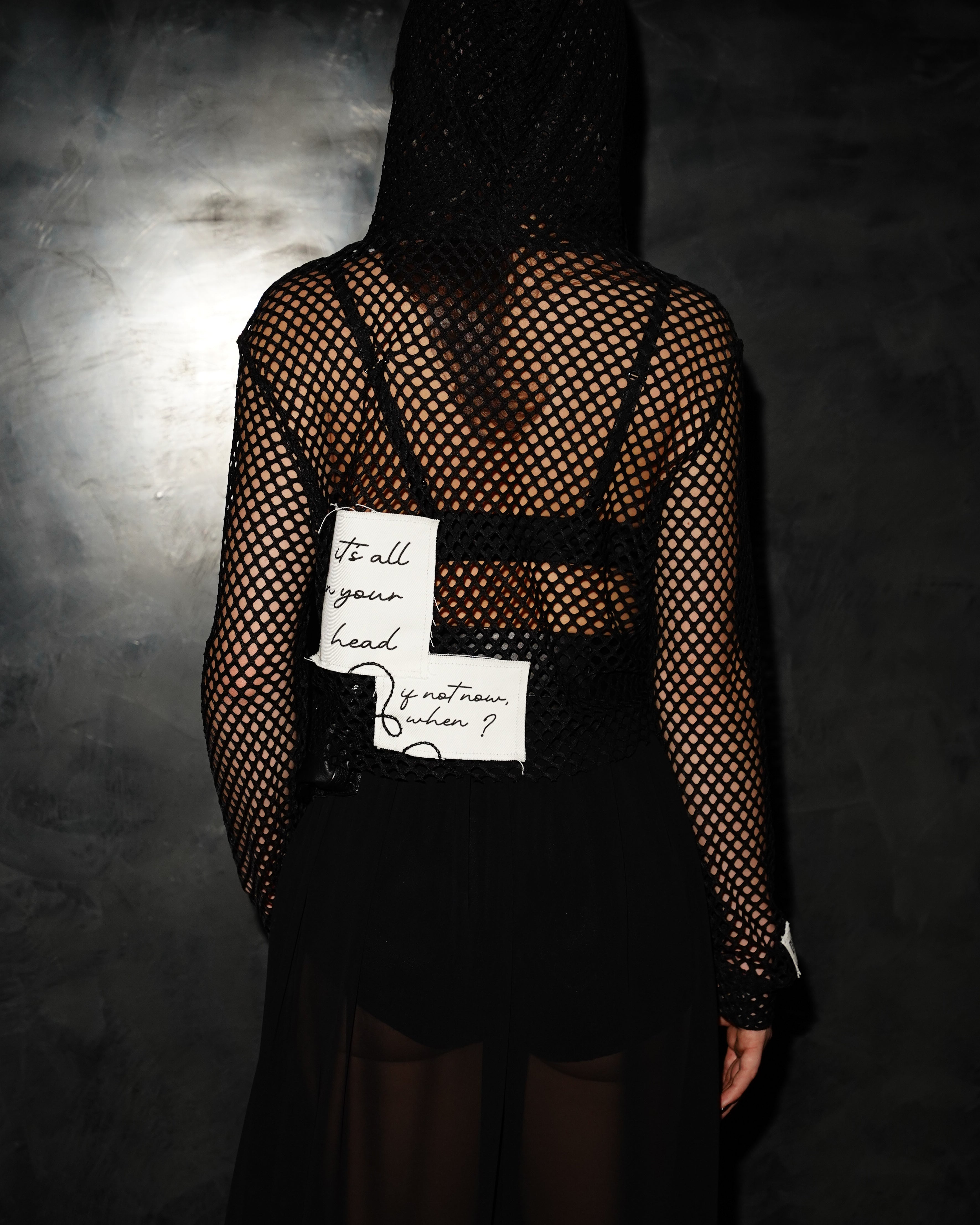 Fuck You Cropped Mesh Top