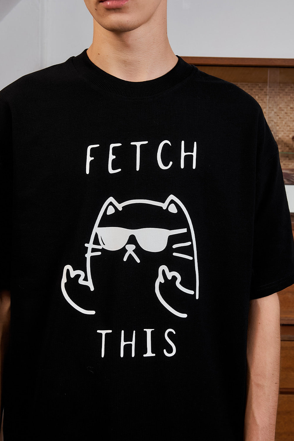 Sassy Cat Black Oversized T-Shirt