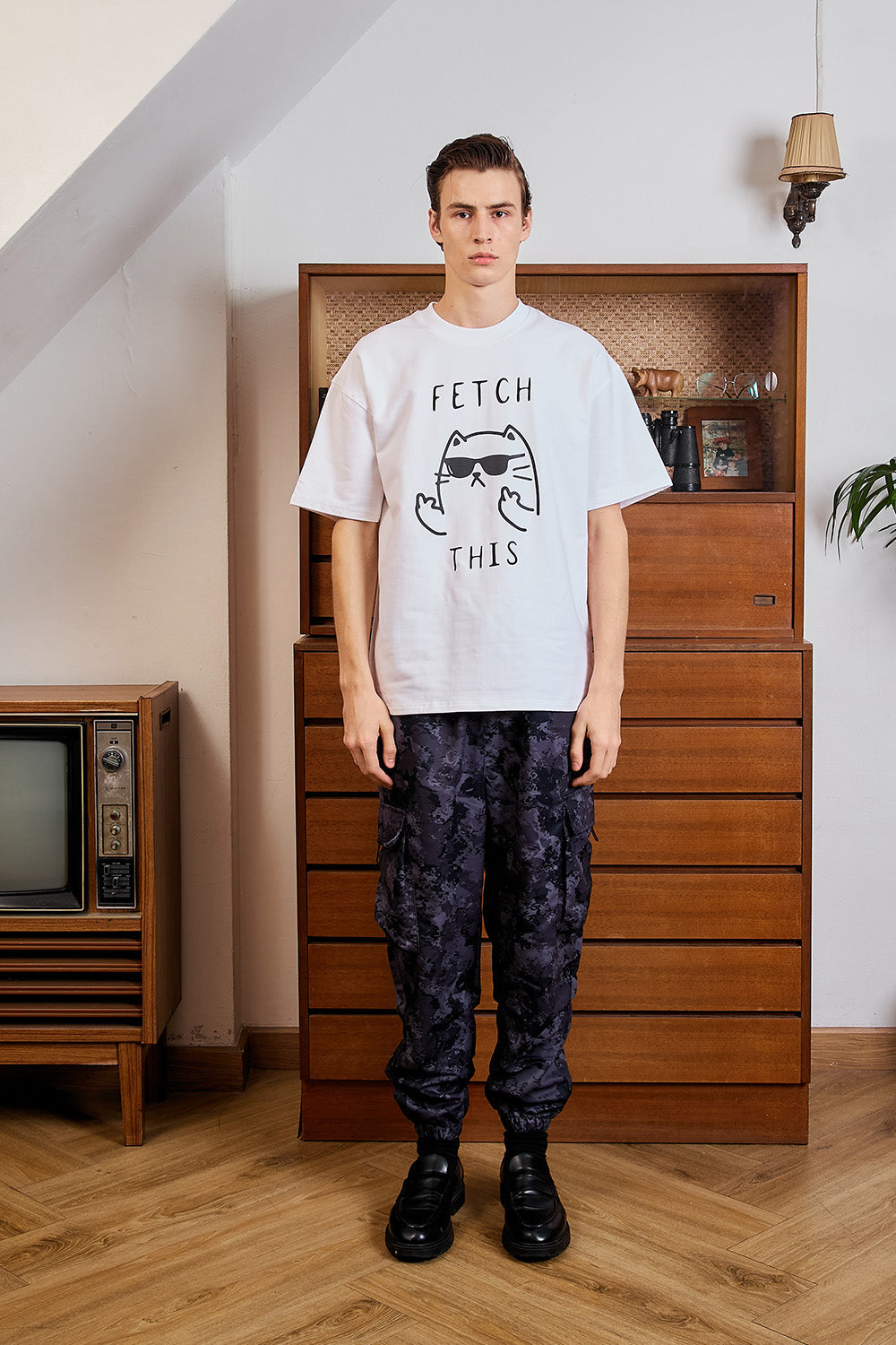 Sassy Cat White Oversized T-shirt